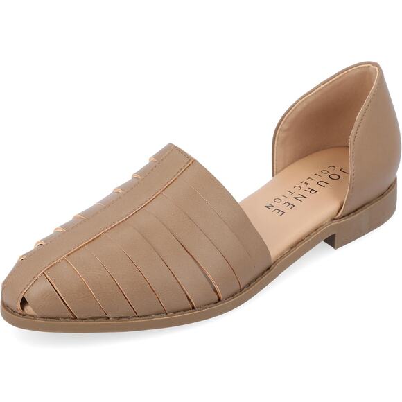 Journee Collection Women Anyah Slip On Two Piece Flats Size US 6.5M Taupe Brown - Picture 1 of 6